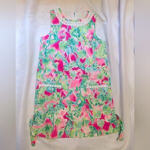 Lilly Pulitzer Classic Shift New Pink & Lime Green Tropical Dress Girls Sz 10